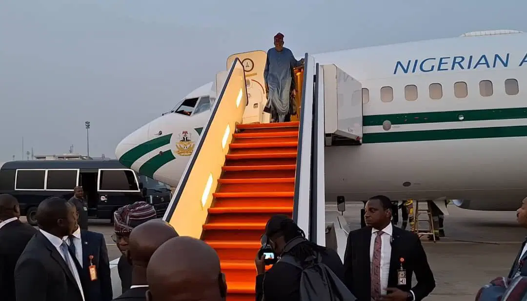 Tinubu Touches Down in Abuja After Official Engagements in Abu Dhabi